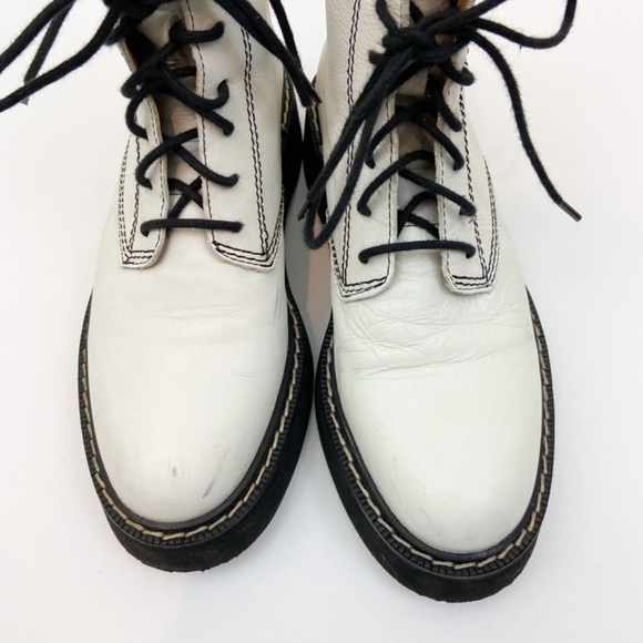 Zara white lace up leather boots Sz 38 - Picture 3 of 11